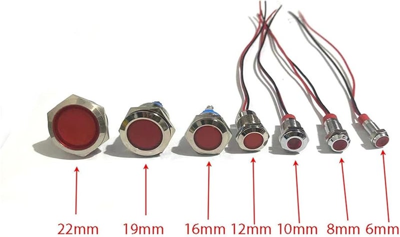 6 مم مؤشر LED تحذيري معدني مقاوم للماء IP67 مصباح إشارة 3V 5V 12V 220V أزرق - Image 5